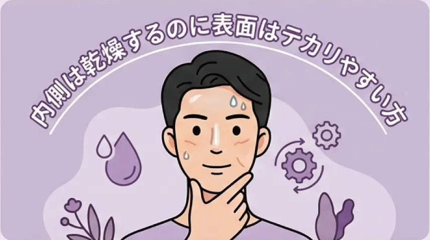 内側は乾燥するのに表面はテカリやすい方